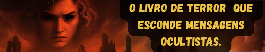 Um livro de terror que mostra uma mulher com cabelos curtos e semi cacheados com olhos negros. 